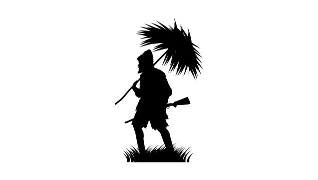 Robinson Crusoe symbol, black isolated vector silhouette
