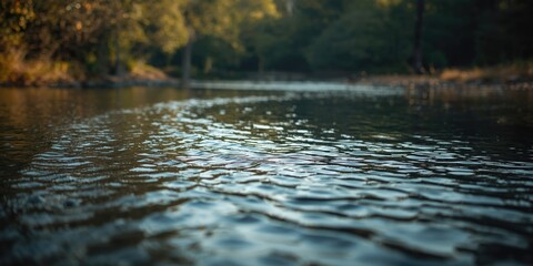 Fototapeta premium Harmonious Water Body with Soft Wavelets, Tranquil Nature Surroundings