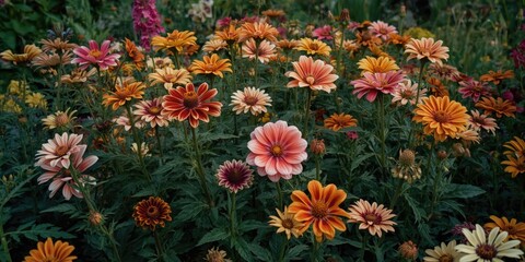 Obraz premium Energetic cosmos blooms flourishing with vivid colors in garden