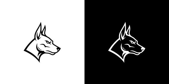 Striking Doberman Head Silhouette - A Study in Contrast and Form.