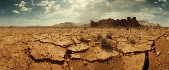 harsh dry area with fragmented earth and rugged topography