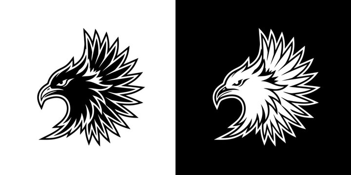 Striking Eagle Head Logo Design in Black and White.