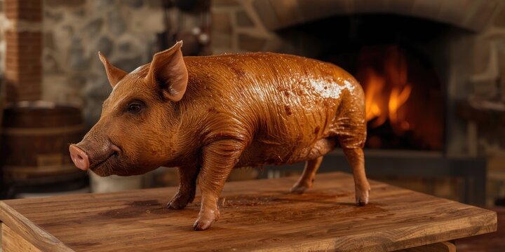 Golden Brown Suckling Pig Roasted to Perfection in Wood Fired Oven