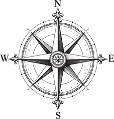 Vintage Compass Rose Nautical Vector Illustration © Muhammad