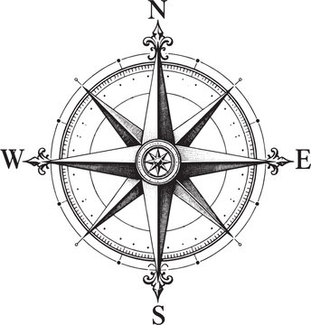 Vintage Compass Rose Nautical Vector Illustration