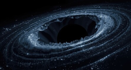 Obraz premium Dark astronomical black hole emitting liquid like waves in space