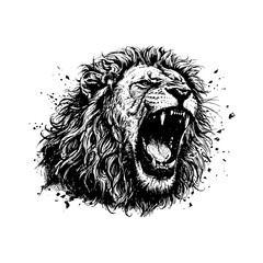 Vector hand drawing of roaring lion © Adam