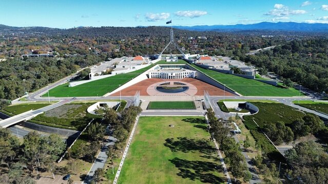 Parliament house canberra australia aerial view government building