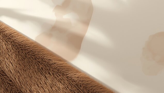 Gentle shadow on brown faux fur textured surface with abstract backdrop