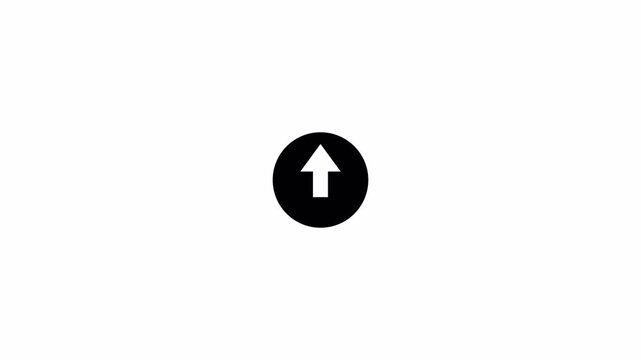 Abstract Directional Arrow Icon or Swipe Up Arrow Signal on Transparent Background. Sweeping Arrow Icon Pointing Upward Concept in 4K with Alpha Channel