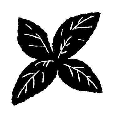 Monochrome Spearmint Leaves Bunch Vector