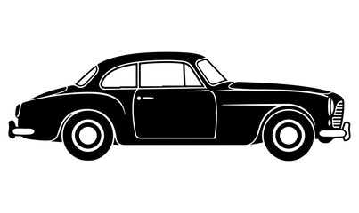 Obraz premium Vintage car silhouette, 1950s-60s style sedan classic car