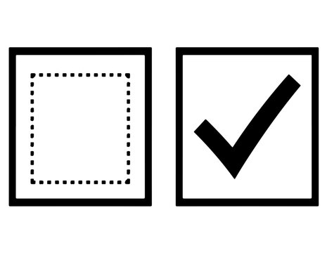 Checkbox checked and unchecked, with black outlines on white background