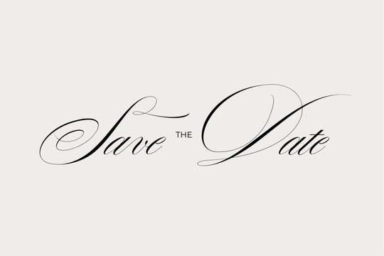 Save the Date elegant calligraphy lettering for luxury wedding invitation
