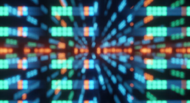 Abstract Digital Server Data Background with Glowing Blurred Lights