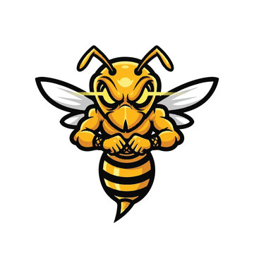 Cartoon angry yellow jacket insect.