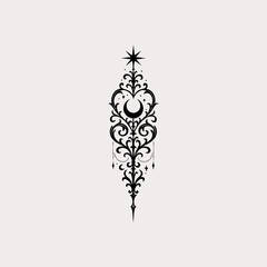 Gothic crescent moon star filigree vector ornament © Diky