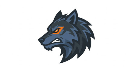 Fierce Wolf Head Emblem with Intense Eyes. © Riki