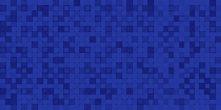 Abstract background with pattern square blue pixel halftone. Concept for technology, cience and AI presentations. Vector Illustration.
