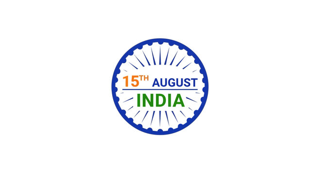 India Independence Day Celebration Graphic with Ashoka Chakra Emblem