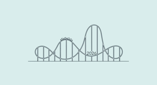 2026 Roller Coaster Business Growth Concept Line Art