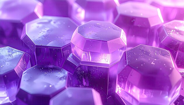 Abstract Hexagonal Crystal Formation with Purple and Blue Hues.