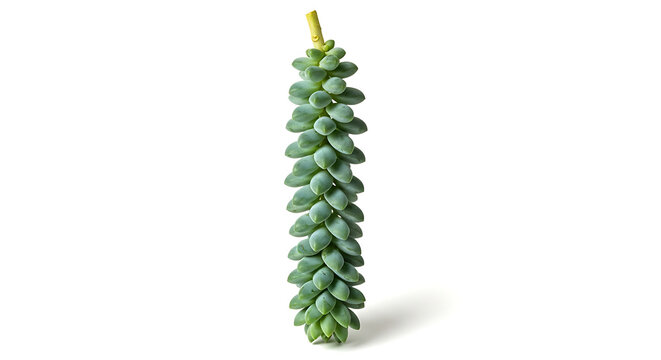 Burro's Tail Succulent Plant Stem Isolated on White Background Studio Shot