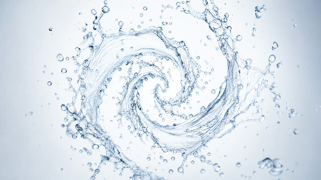 A dynamic swirl of water droplets creating an eye-catching splash effect, symbolizing fluidity and nature's beauty.