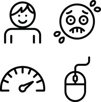 Emotions and tech indicators illustrated through simple icons