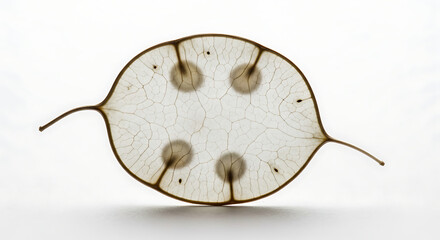 Obraz premium Lunaria annua seed pod isolated on a white background for macro photography
