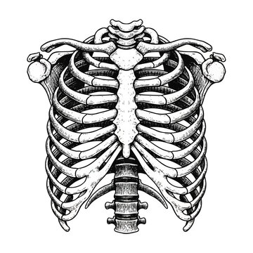 Human Ribcage Anatomy Illustration.