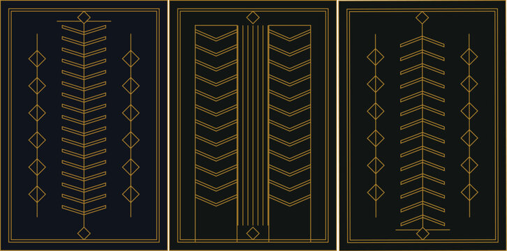 Art Deco Seamless Chevron Column Pattern, Geometric Vector Background EPS