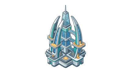 Futuristic City Tower Architecture. © Dodi