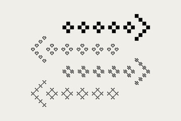 Fototapeta premium Pixel Art Arrow Set Bitmap Directional Elements Collection