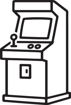 Minimal line arcade machine icon vector isolated on white background. Clean gaming outline symbol.