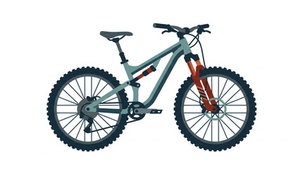 Full suspension mountain bike with knobby tires and suspension fork. © Dina