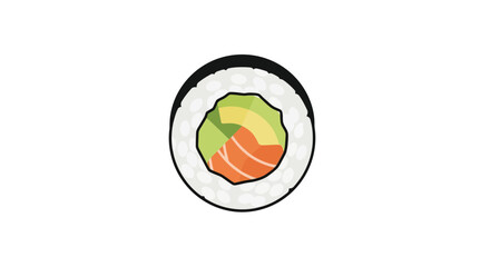 Minimalist Sushi Maki Roll Icon with Salmon and Avocado © RB