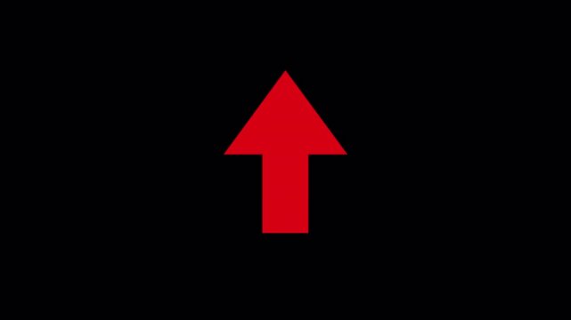 Abstract Directional Arrow Icon or Swipe Up Arrow Signal on Transparent Background. Sweeping Arrow Icon Pointing Upward Concept in 4K with Alpha Channel