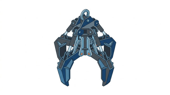 Futuristic Mechanical Robot Design Isolated on White Background.