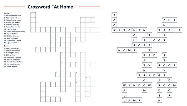 Crossword puzzle titled "At Home" with blank spaces and clues  