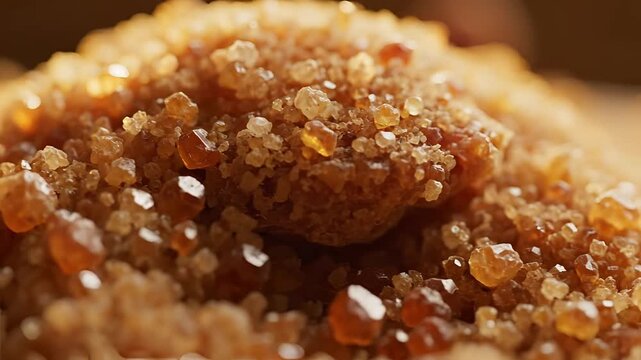 Closeup Macro Shot of Amber Crystals and Minerals.