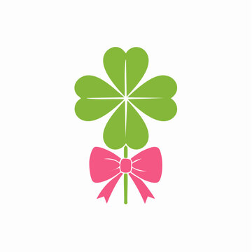 Four Leaf Clover with Pink Bow