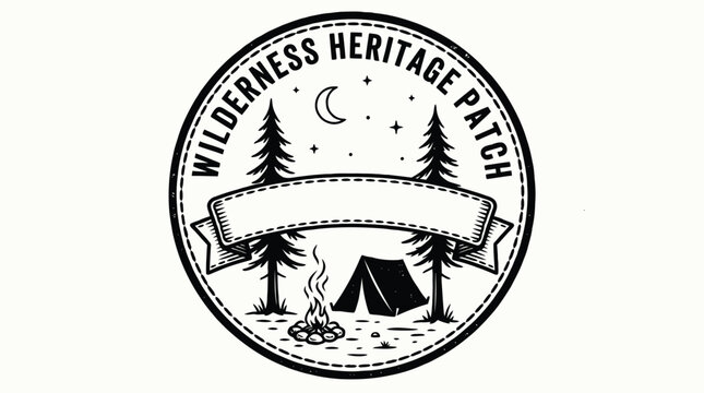 Wilderness heritage patch with camping scene.