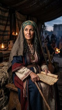 Venerable Israelite prophetess: Deborah leader, Israel judge, divine prophetess, Lapidoth wife, ancient book, sacred scroll, wise woman, biblical heroine.