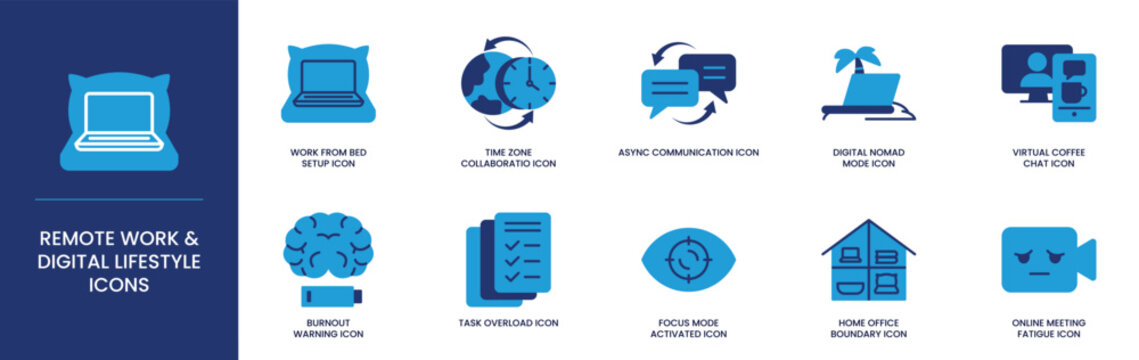 Remote Work and Digital Lifestyle Icons for illustrating online business resources
