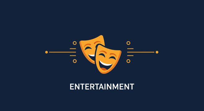 Entertainment Concept with Minimalist Theater Masks Icon