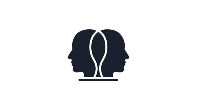 Silhouette of two heads facing opposite directions.