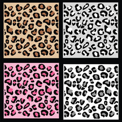 Set of four colorful seamless leopard skin print patterns with seamless colorful collection background wallpaper abstract decoration illustration ornament backdrop repeatable predator © Shohag