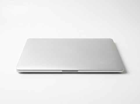 Sleek Silver Laptop on Minimalist White Background for Modern Tech Aesthetic