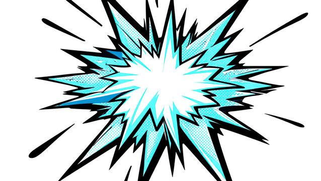 vibrant cyan firework explosion with sharp rays isolated on transparent background
